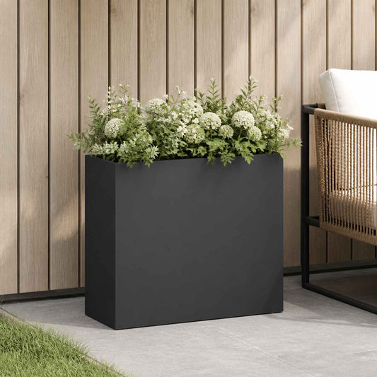 vidaXL Γλάστρα Κήπου Μαύρο 50 x 20 x 40 εκ. Ψυχρής έλασης χάλυβας