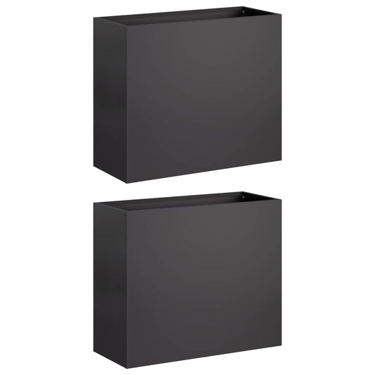 vidaXL Γλάστρα Κήπου 2 τμχ. Μαύρο 50 x 20 x 40 εκ.