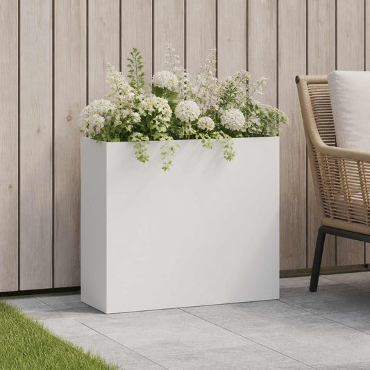 vidaXL Γλάστρα Κήπου Λευκό 50 x 20 x 40 εκ. Ψυχρής έλασης χάλυβας