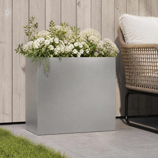 vidaXL Γλάστρα Κήπου Ασημί 50 x 20 x 40 εκ. Ανοξείδωτο Ατσάλι