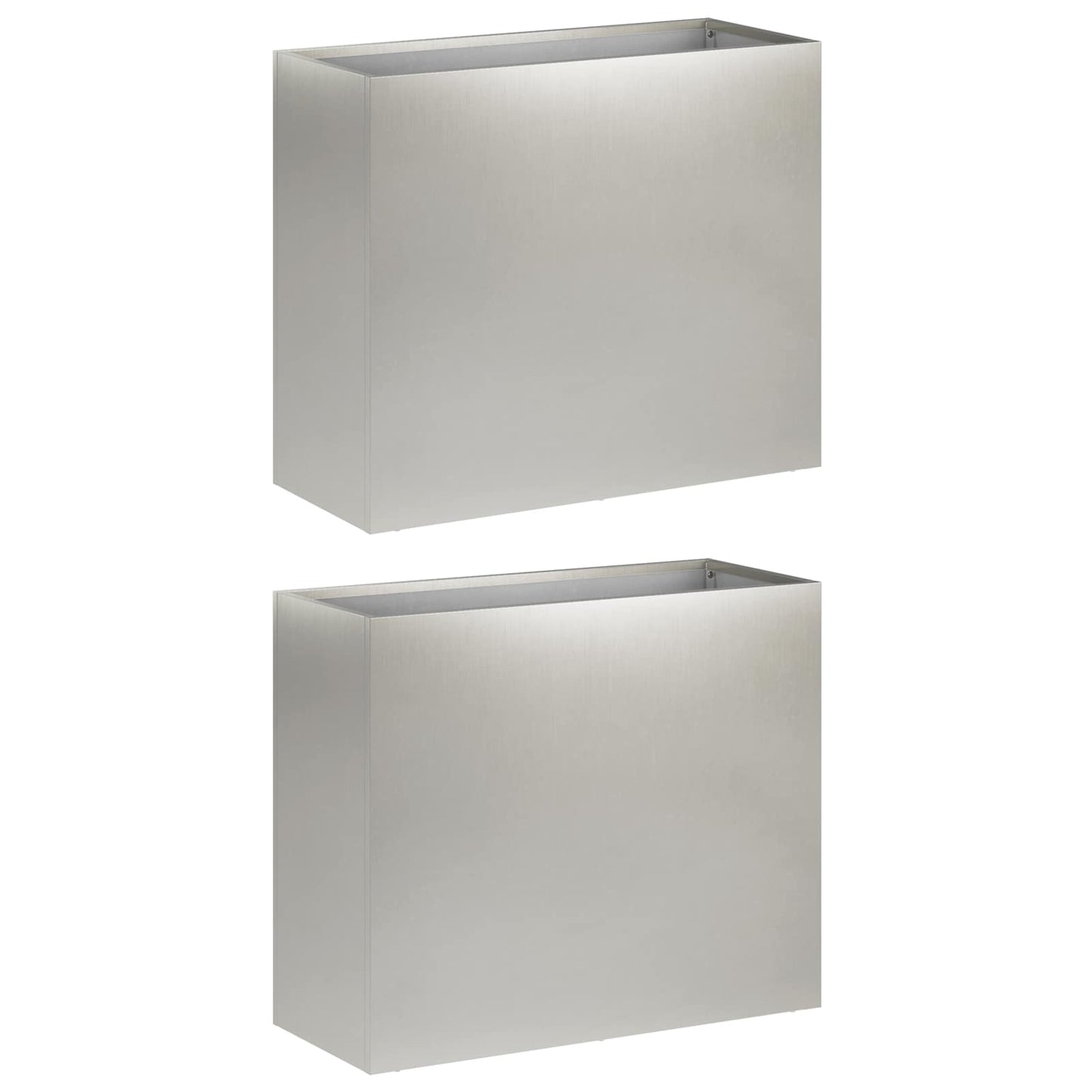 vidaXL Γλάστρα Κήπου 2 τμχ. Ασημί 50 x 20 x 40 εκ. Ανοξείδωτο Ατσάλι