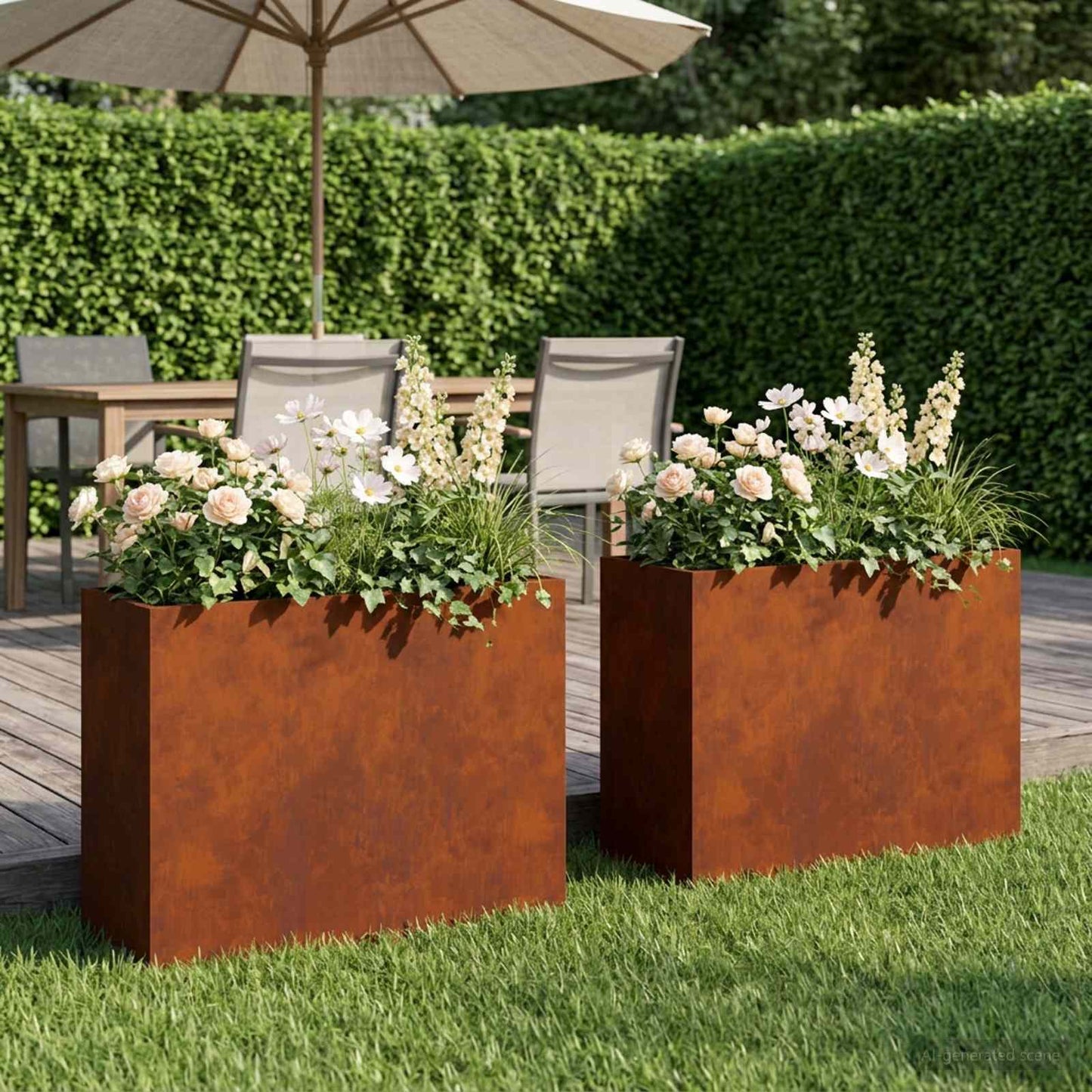 vidaXL Γλάστρα Κήπου 2 τμχ. Σκ rusty 50 x 20 x 40 εκ.