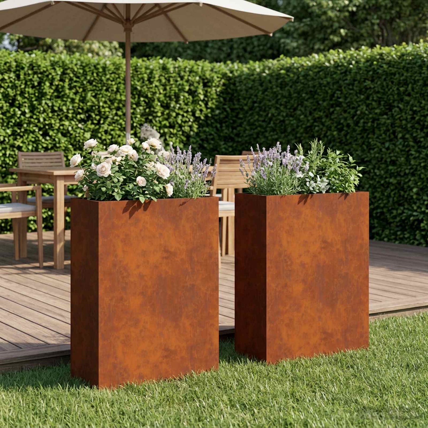 vidaXL Γλάστρα Κήπου 2 τμχ. Σκ rusty 50 x 20 x 75 εκ.