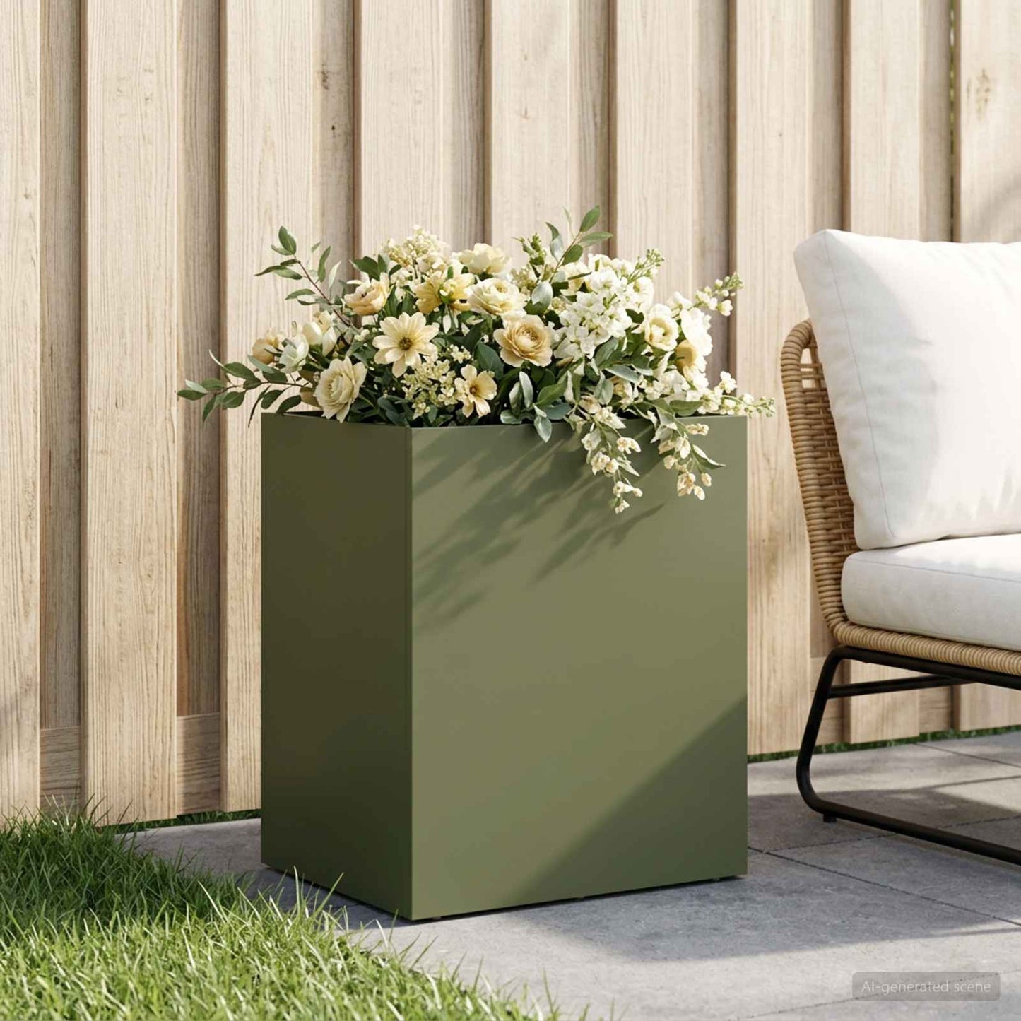 vidaXL Γλάστρα Κήπου Λαδί 40 x 30 x 40 εκ Ψυχρής έλασης χάλυβας