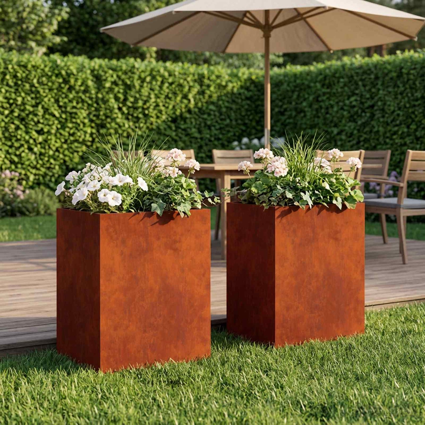 vidaXL Γλάστρα Κήπου 2 τμχ. Σκ rusty 40 x 30 x 40 εκ