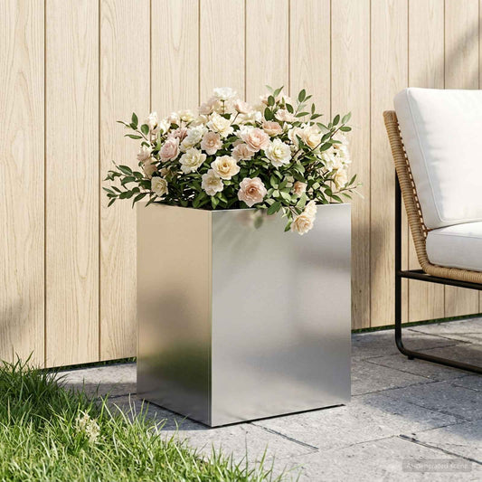 vidaXL Γλάστρα Κήπου Ασημί 40 x 30 x 50 cm Ανοξείδωτο Ατσάλι