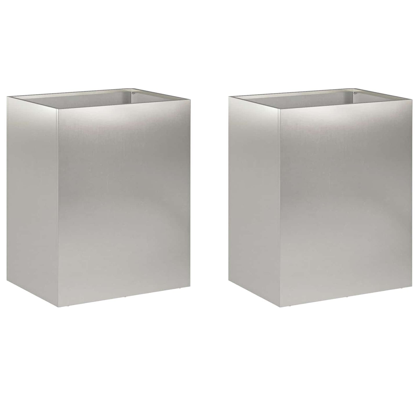 vidaXL Γλάστρα Κήπου 2 τμχ. Ασημί 40 x 30 x 50 cm Ανοξείδωτο Ατσάλι