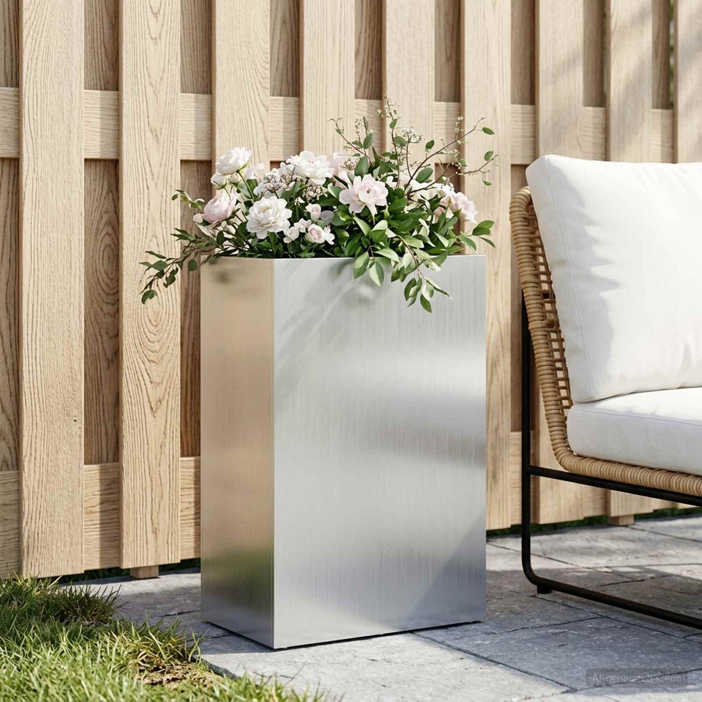 vidaXL Γλάστρα Κήπου Ασημί 40 x 30 x 75 cm Γαλβανισμένος Χάλυβας