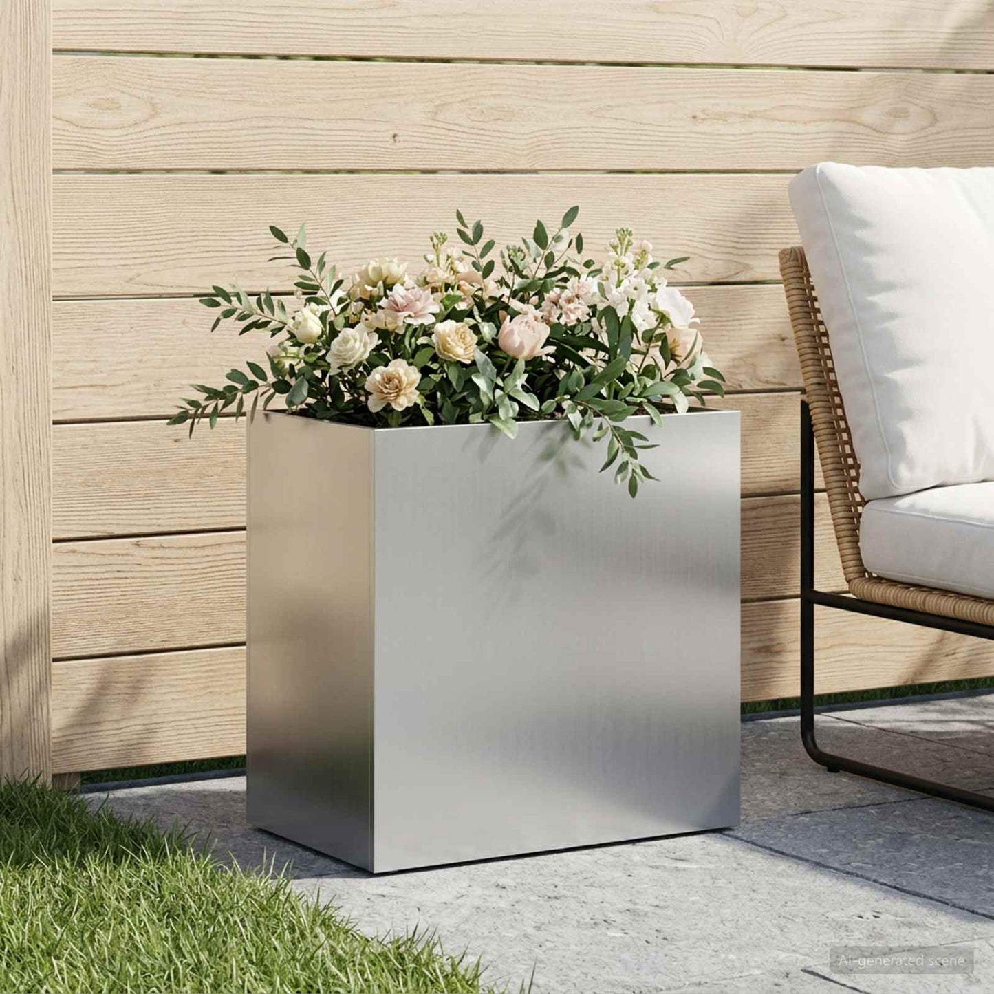 vidaXL Γλάστρα Κήπου Ασημί 50 x 30 x 40 εκ. Γαλβανισμένος Χάλυβας