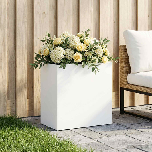 vidaXL Γλάστρα Κήπου Λευκό 50 x 30 x 50 cm Ψυχρής έλασης χάλυβας