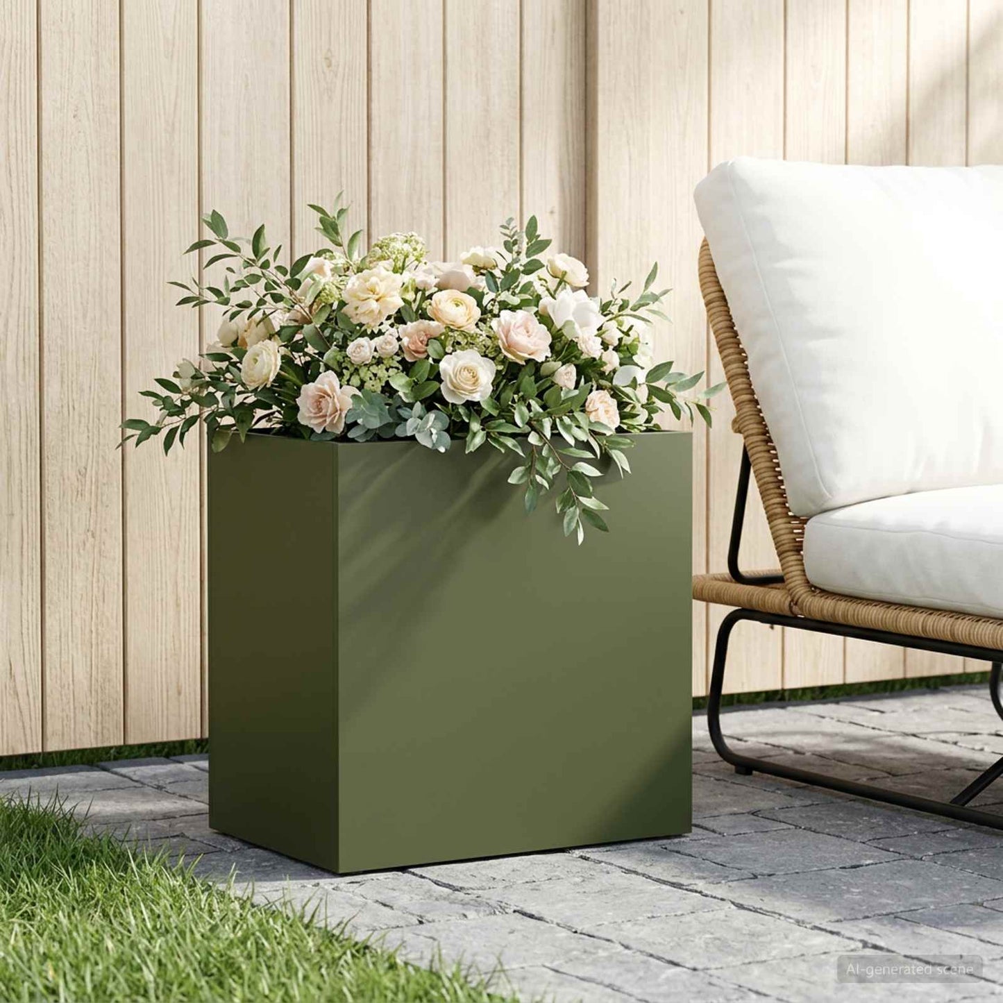 vidaXL Γλάστρα Κήπου Λαδί 50 x 30 x 50 cm Ψυχρής έλασης χάλυβας