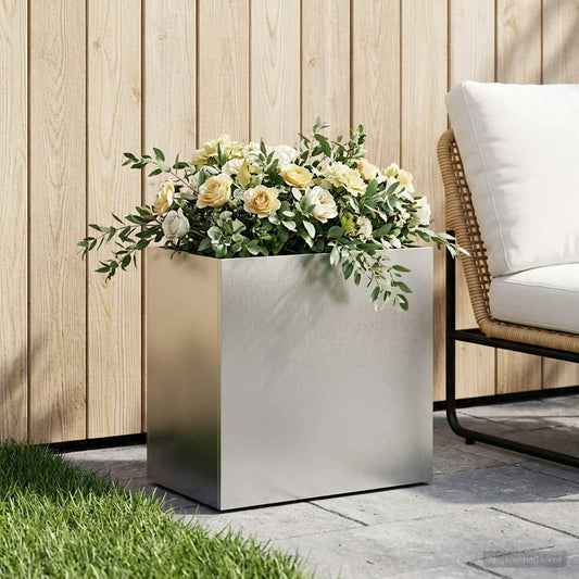 vidaXL Γλάστρα Κήπου Ασημί 50 x 30 x 50 cm Ανοξείδωτο Ατσάλι