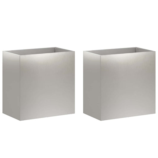 vidaXL Γλάστρα Κήπου 2 τμχ. Ασημί 50 x 30 x 50 cm Ανοξείδωτο Ατσάλι