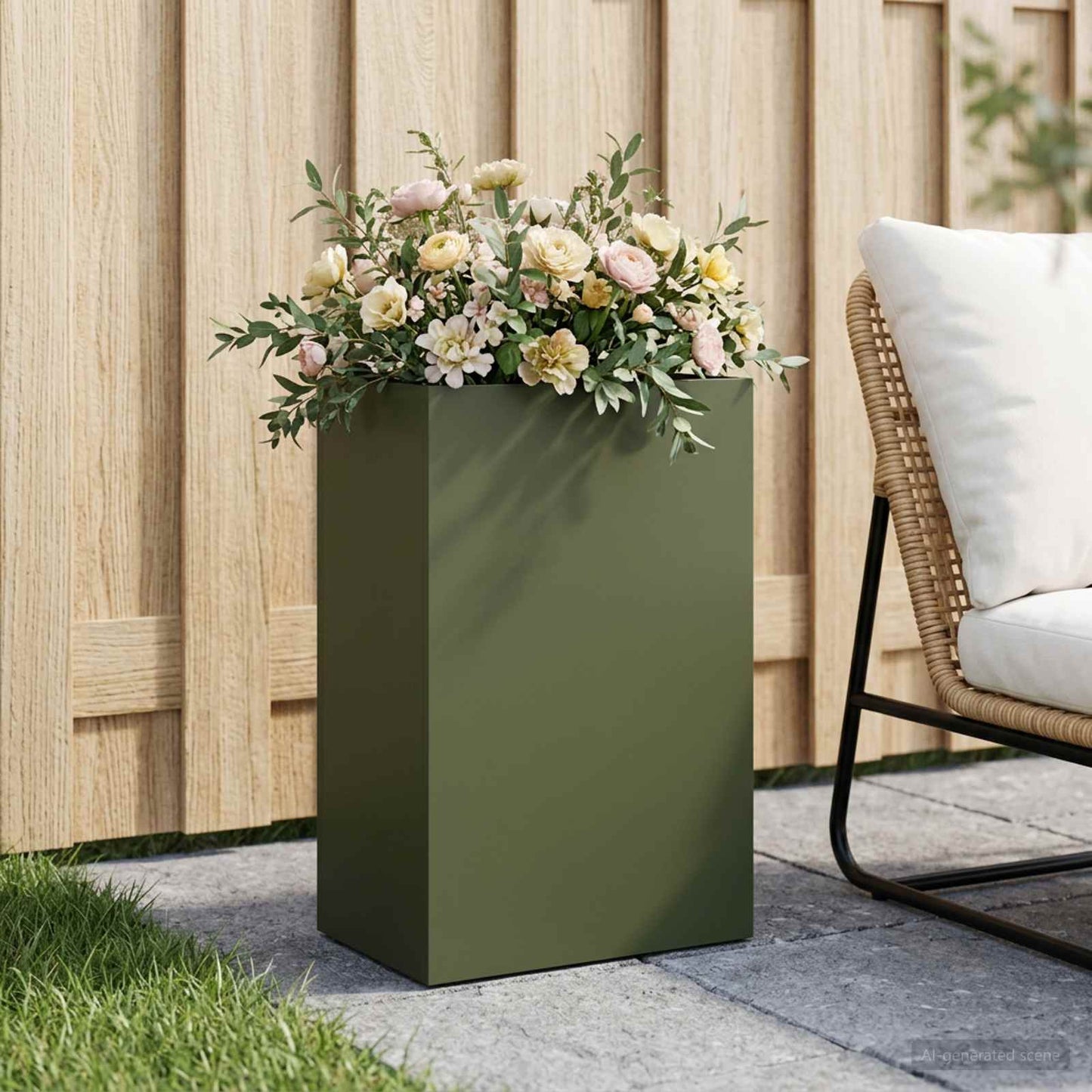 vidaXL Γλάστρα Κήπου Λαδί 50 x 30 x 75 εκ Ψυχρής έλασης χάλυβας