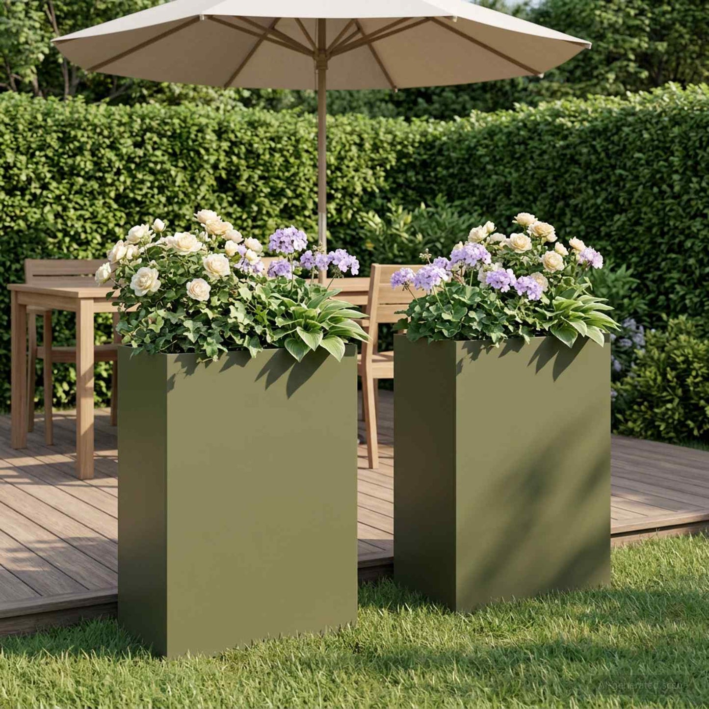 vidaXL Γλάστρα Κήπου 2 τμχ. Λαδί 50 x 30 x 75 εκ Ψυχρής έλασης χάλυβας