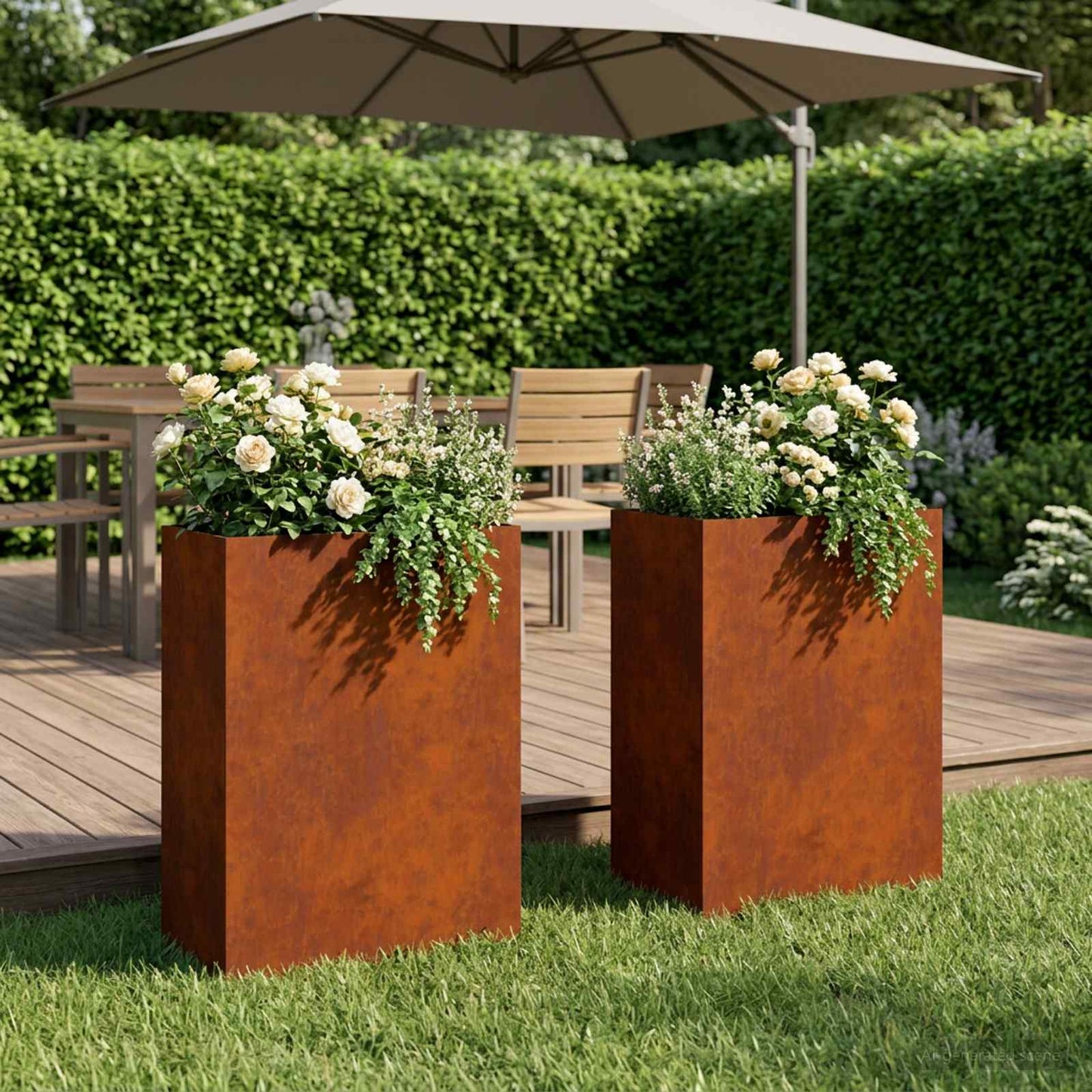 vidaXL Γλάστρα Κήπου 2 τμχ. Σκ rusty 50 x 30 x 75 εκ
