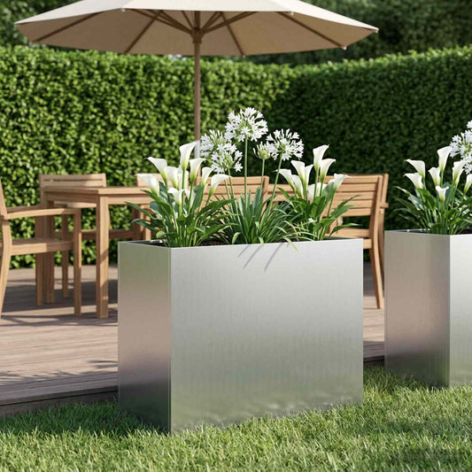 vidaXL Γλάστρα Κήπου Ασημί 60 x 30 x 40 εκ. Γαλβανισμένος Χάλυβας