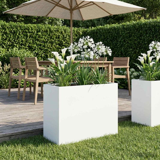 vidaXL Γλάστρα Κήπου Λευκό 60 x 30 x 50 εκ. Ψυχρής έλασης χάλυβας