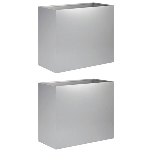 vidaXL Γλάστρα Κήπου 2 τμχ. Ασημί 60 x 30 x 50 εκ.