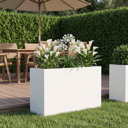 vidaXL Γλάστρα Κήπου Λευκό 80 x 30 x 40 εκ Ψυχρής έλασης χάλυβας