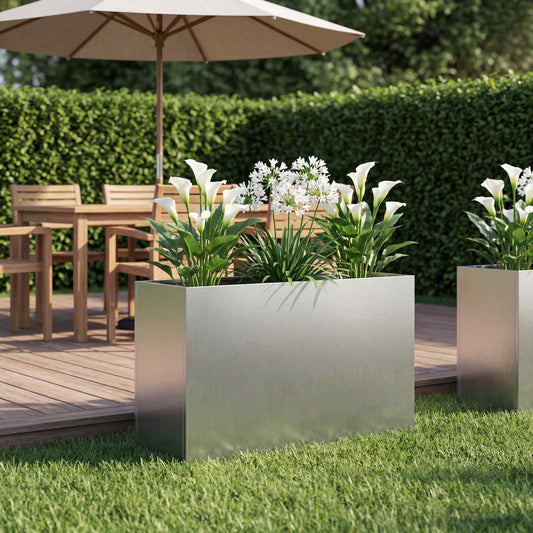 vidaXL Γλάστρα Κήπου Ασημί 80 x 30 x 50 εκ Γαλβανισμένος Χάλυβας