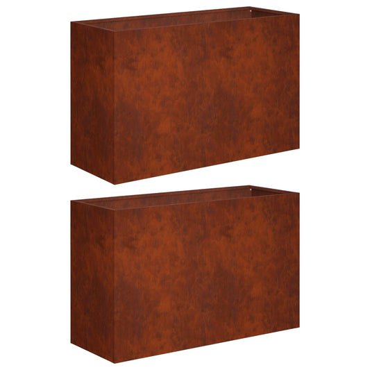 vidaXL Γλάστρα Κήπου 2 τμχ. Σκ rusty 80 x 30 x 50 εκ