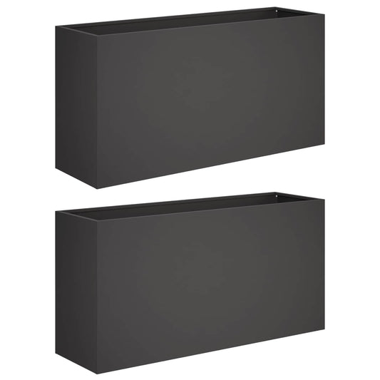 vidaXL Γλάστρα Κήπου 2 τμχ. Μαύρο 100 x 30 x 40 εκ