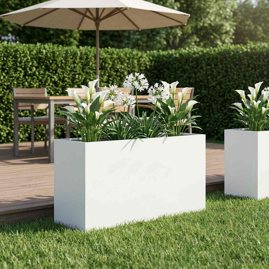 vidaXL Γλάστρα Κήπου Λευκό 100 x 30 x 40 εκ Ψυχρής έλασης χάλυβας