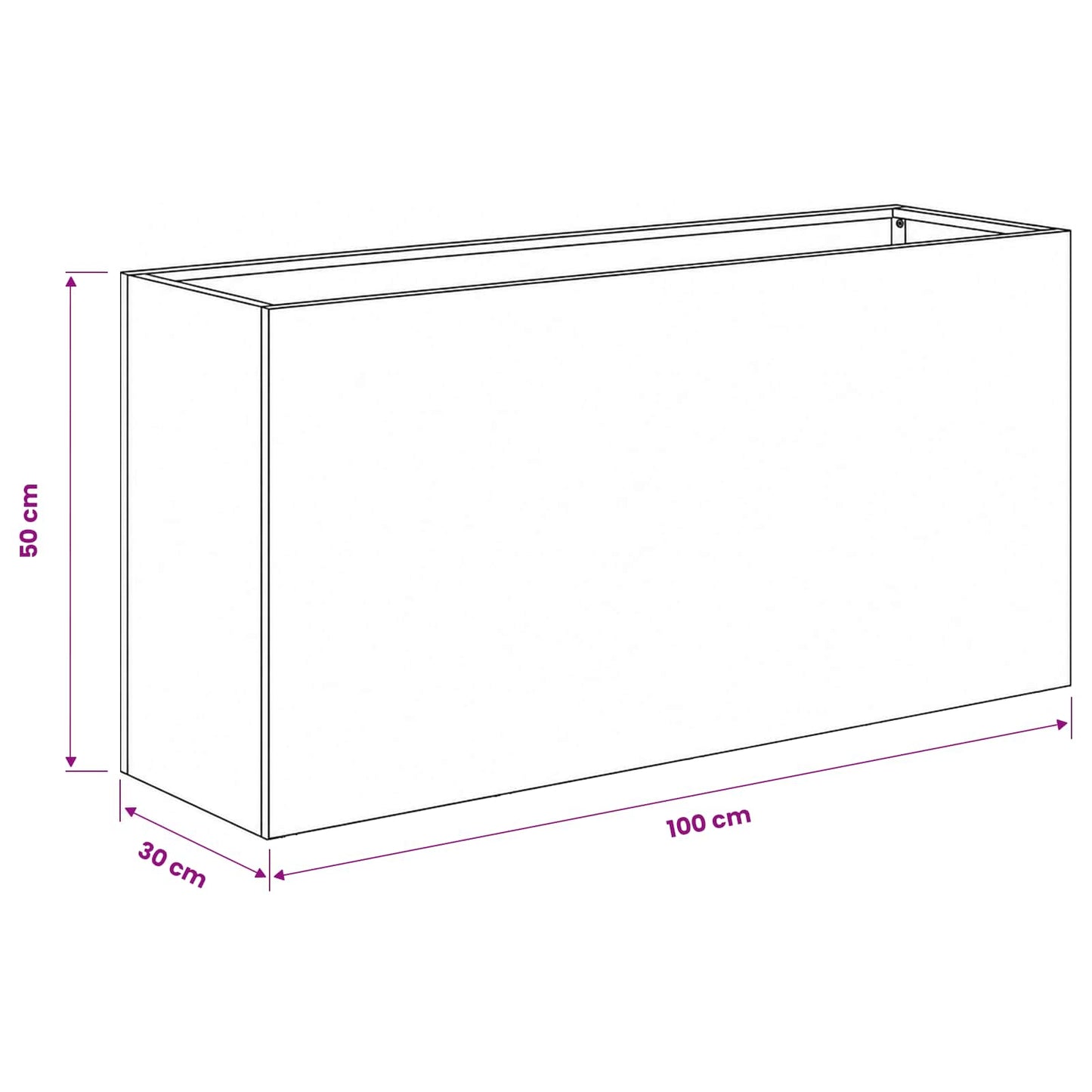 vidaXL Γλάστρα Κήπου Ασημί 100 x 30 x 50 cm Ανοξείδωτο Ατσάλι
