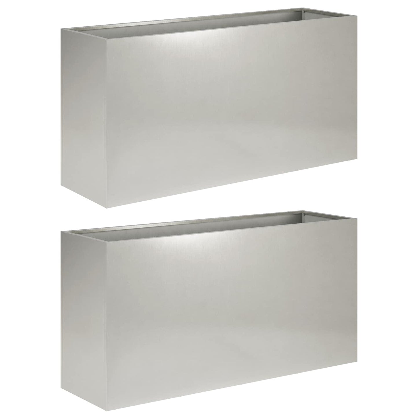 vidaXL Γλάστρα Κήπου 2 τμχ. Ασημί 100 x 30 x 50 cm Ανοξείδωτο Ατσάλι