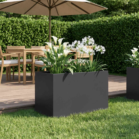 vidaXL Γλάστρα Κήπου Μαύρο 50 x 40 x 40 εκ. Ψυχρής έλασης χάλυβας