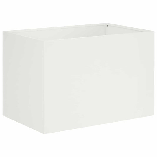 vidaXL Γλάστρα Κήπου Λευκό 50 x 40 x 40 εκ. Ψυχρής έλασης χάλυβας