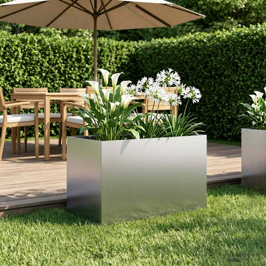 vidaXL Γλάστρα Κήπου Ασημί 50 x 40 x 40 εκ. Γαλβανισμένος Χάλυβας