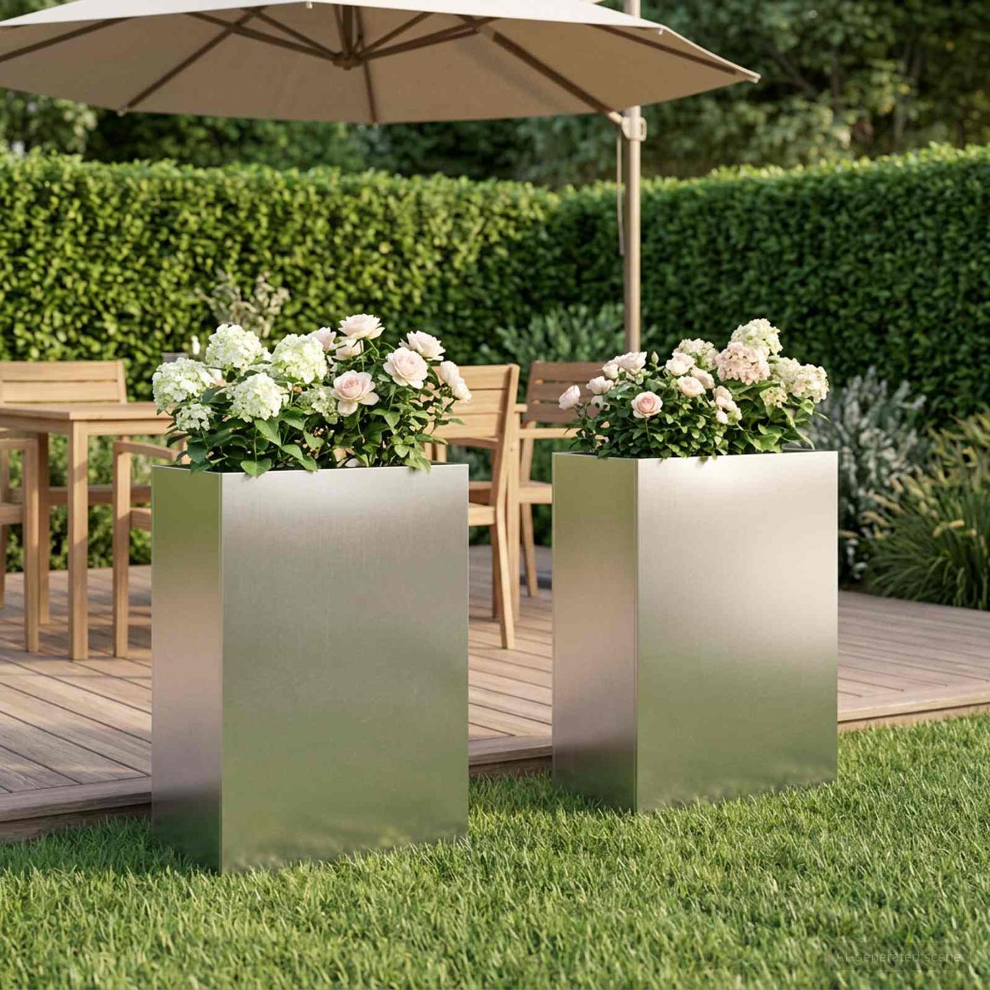 vidaXL Γλάστρα Κήπου 2 τμχ. Ασημί 50 x 40 x 75 εκ. Ανοξείδωτο Ατσάλι