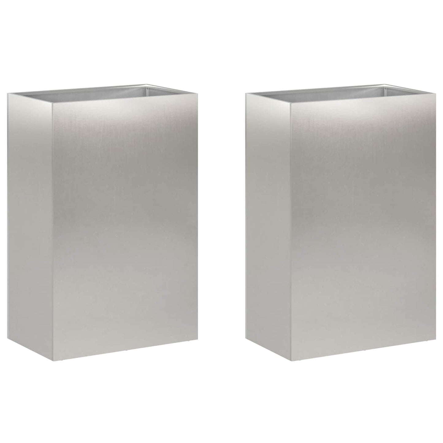 vidaXL Γλάστρα Κήπου 2 τμχ. Ασημί 50 x 40 x 75 εκ. Ανοξείδωτο Ατσάλι