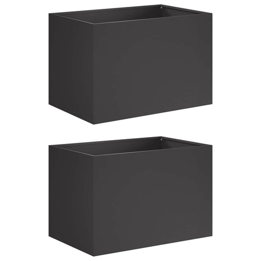 vidaXL Γλάστρα Κήπου 2 τμχ. Μαύρο 60 x 40 x 40 εκ.