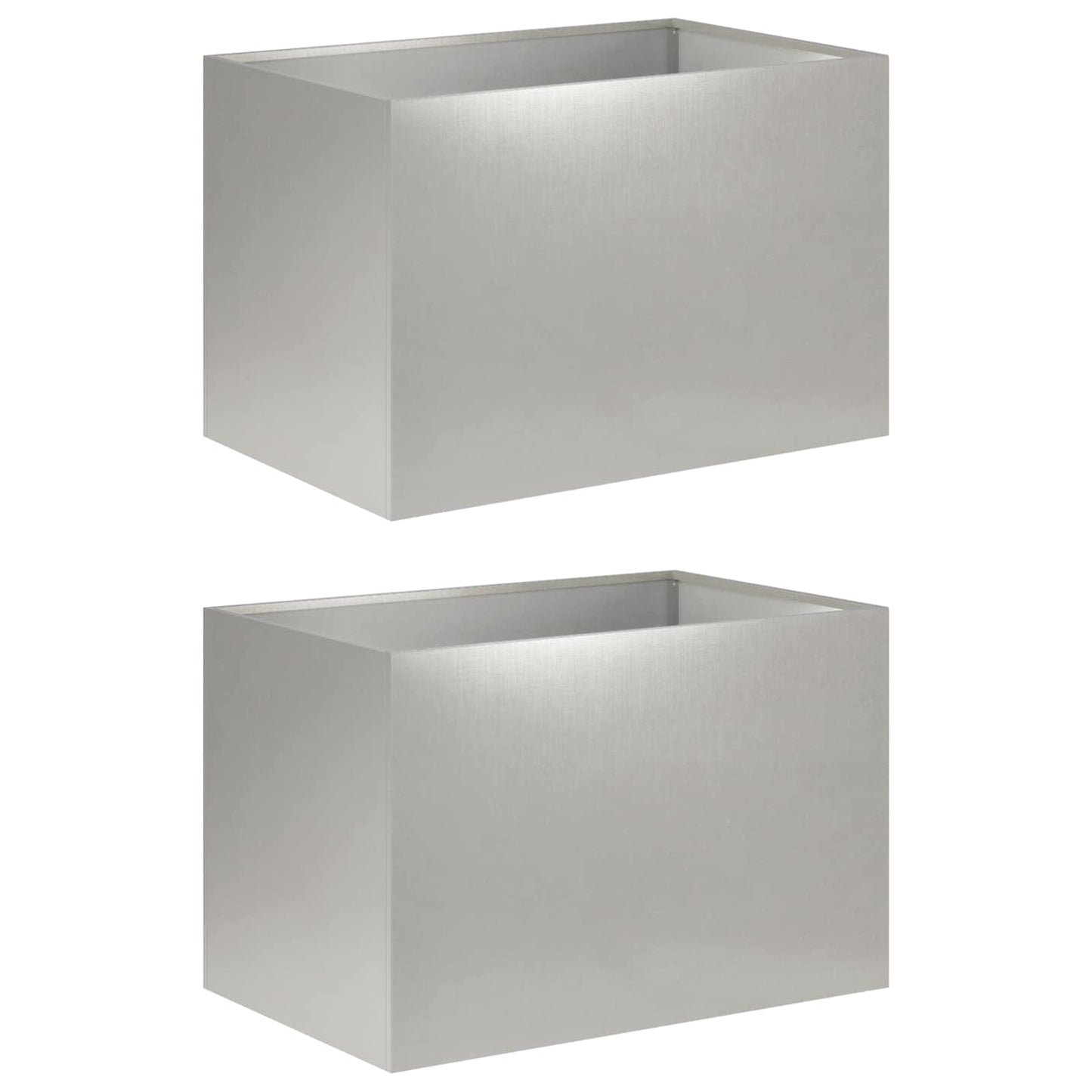 vidaXL Γλάστρα Κήπου 2 τμχ. Ασημί 60 x 40 x 40 εκ. Ανοξείδωτο Ατσάλι