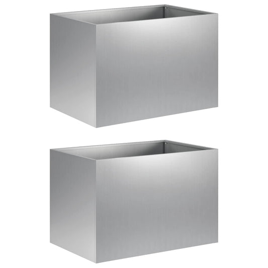 vidaXL Γλάστρα Κήπου 2 τμχ. Ασημί 60 x 40 x 40 εκ.