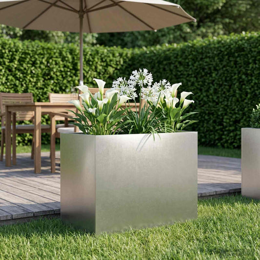 vidaXL Γλάστρα Κήπου Ασημί 60 x 40 x 50 cm Ανοξείδωτο Ατσάλι