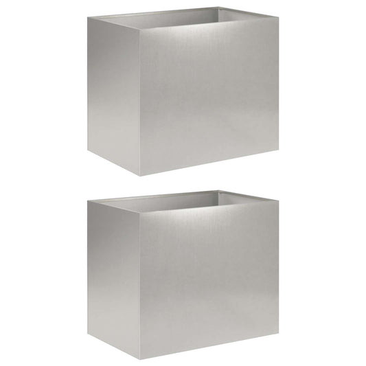 vidaXL Γλάστρα Κήπου 2 τμχ. Ασημί 60 x 40 x 50 cm Ανοξείδωτο Ατσάλι
