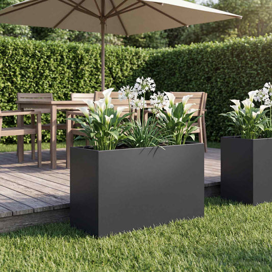 vidaXL Γλάστρα Κήπου Μαύρο 80 x 40 x 50 cm Ψυχρής έλασης χάλυβας