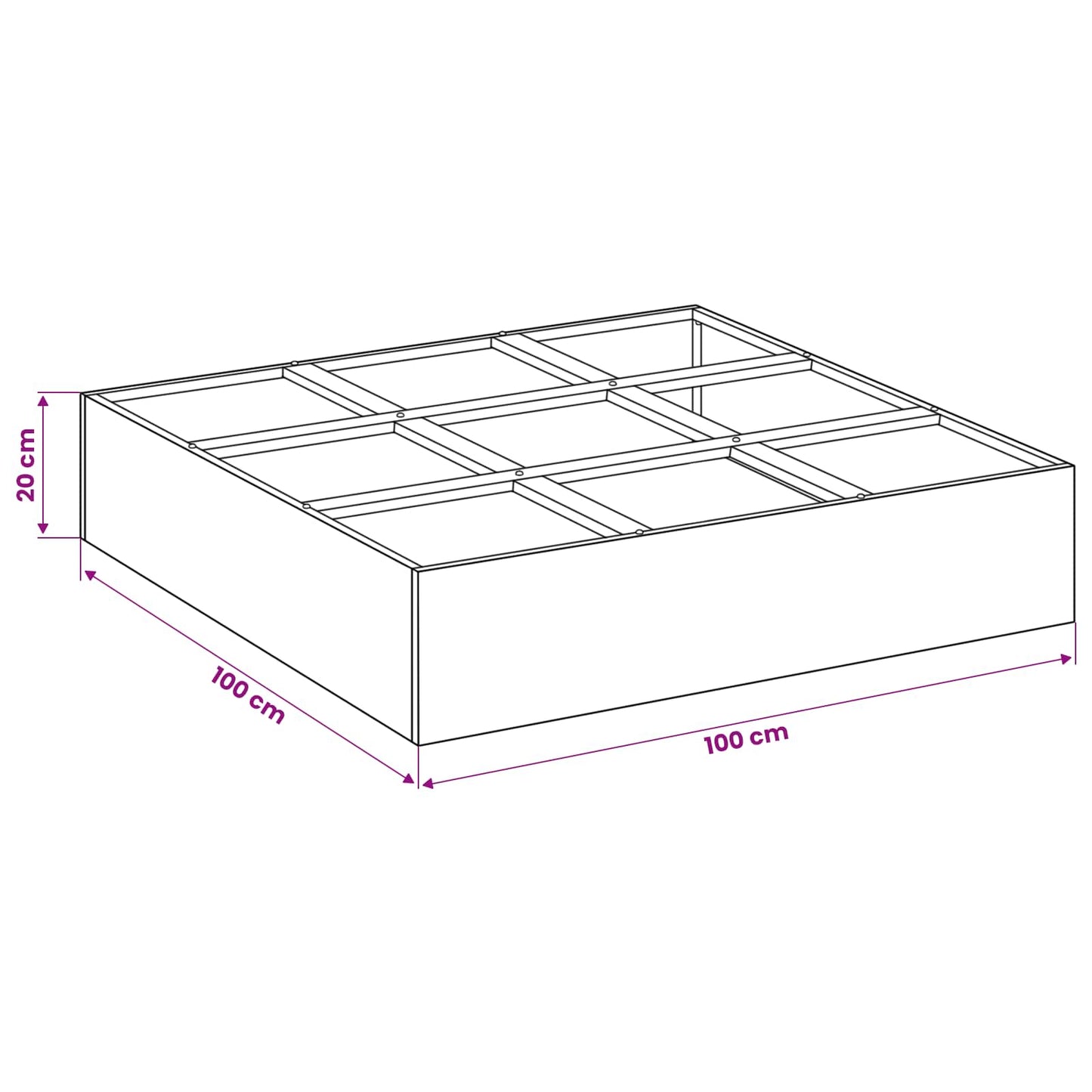 vidaXL Γλάστρα Κήπου Ανθρακί 100 x 100 x 20 cm Ψυχρής έλασης χάλυβας