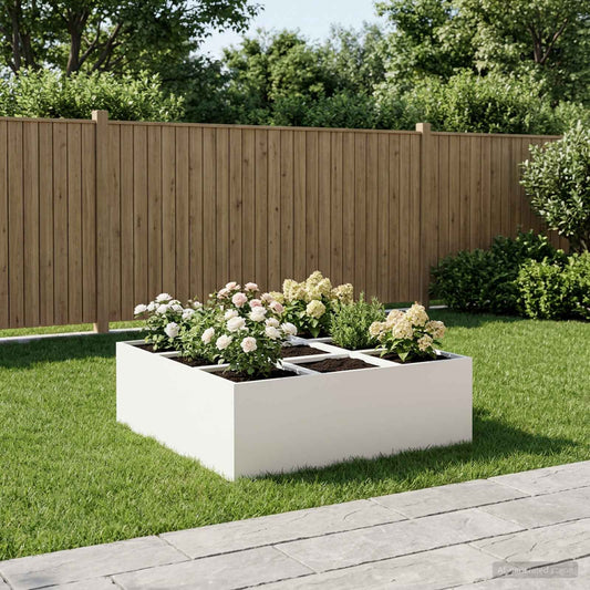 vidaXL Γλάστρα Κήπου Λευκό 100 x 100 x 30 cm Ψυχρής έλασης χάλυβας