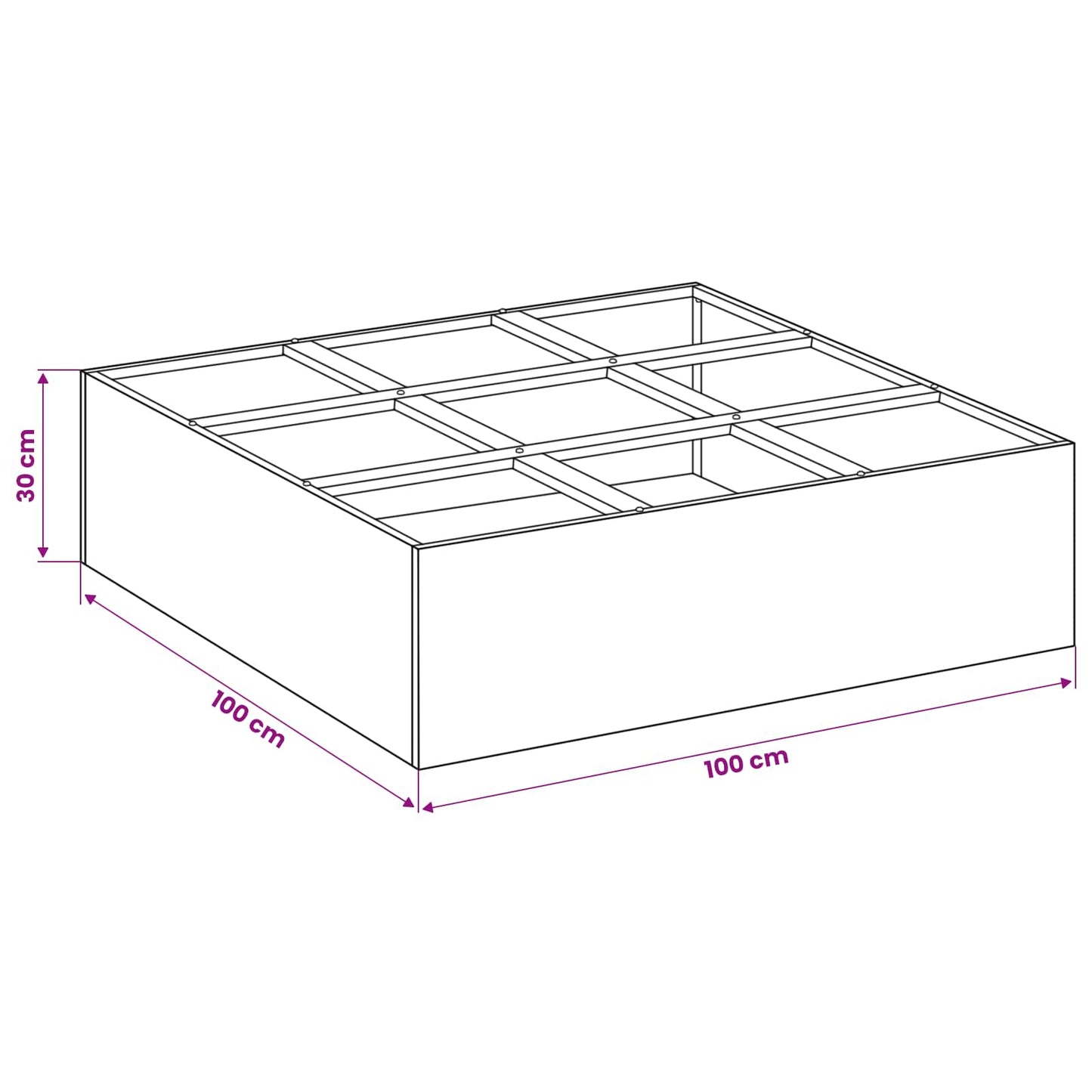 vidaXL Γλάστρα Κήπου Λαδί 100 x 100 x 30 cm Ψυχρής έλασης χάλυβας