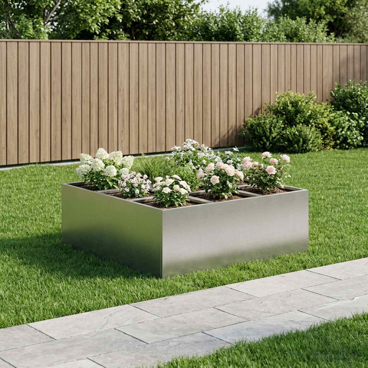 vidaXL Γλάστρα Κήπου Ασημί 100 x 100 x 30 cm Ανοξείδωτο Ατσάλι