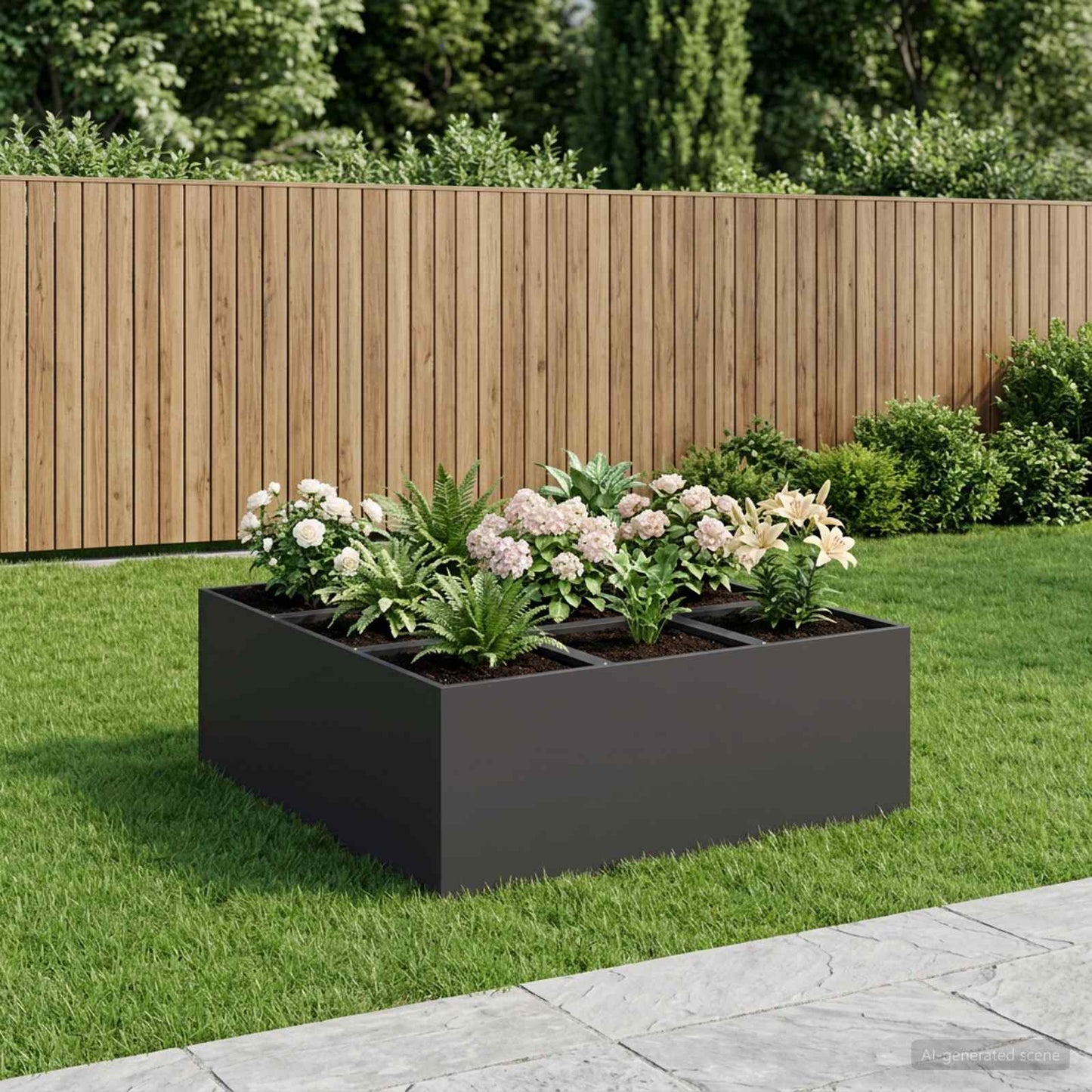 vidaXL Γλάστρα Κήπου Μαύρο 100 x 100 x 40 cm Ψυχρής έλασης χάλυβας