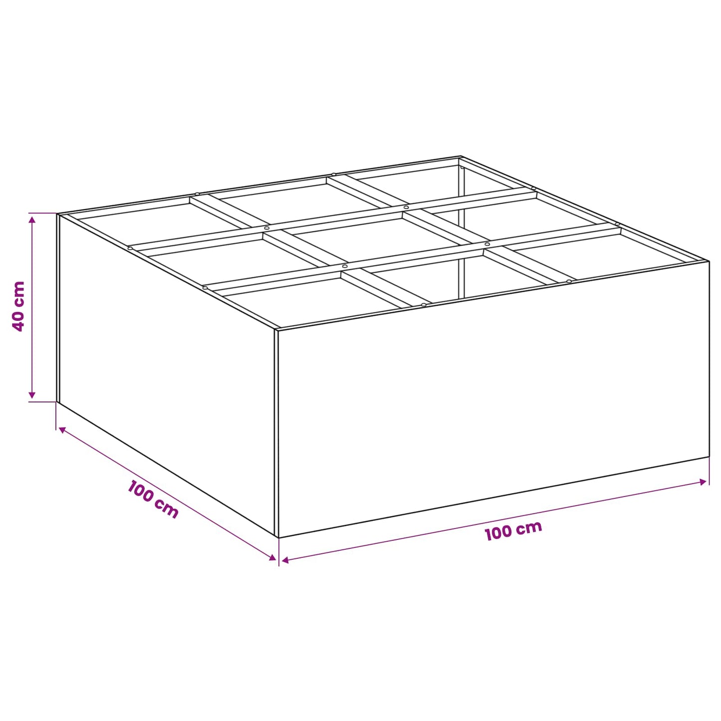 vidaXL Γλάστρα Κήπου Ανθρακί 100 x 100 x 40 cm Ψυχρής έλασης χάλυβας