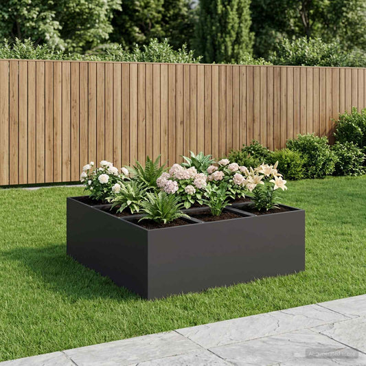 vidaXL Γλάστρα Κήπου Μαύρο 100 x 100 x 50 cm Ψυχρής έλασης χάλυβας
