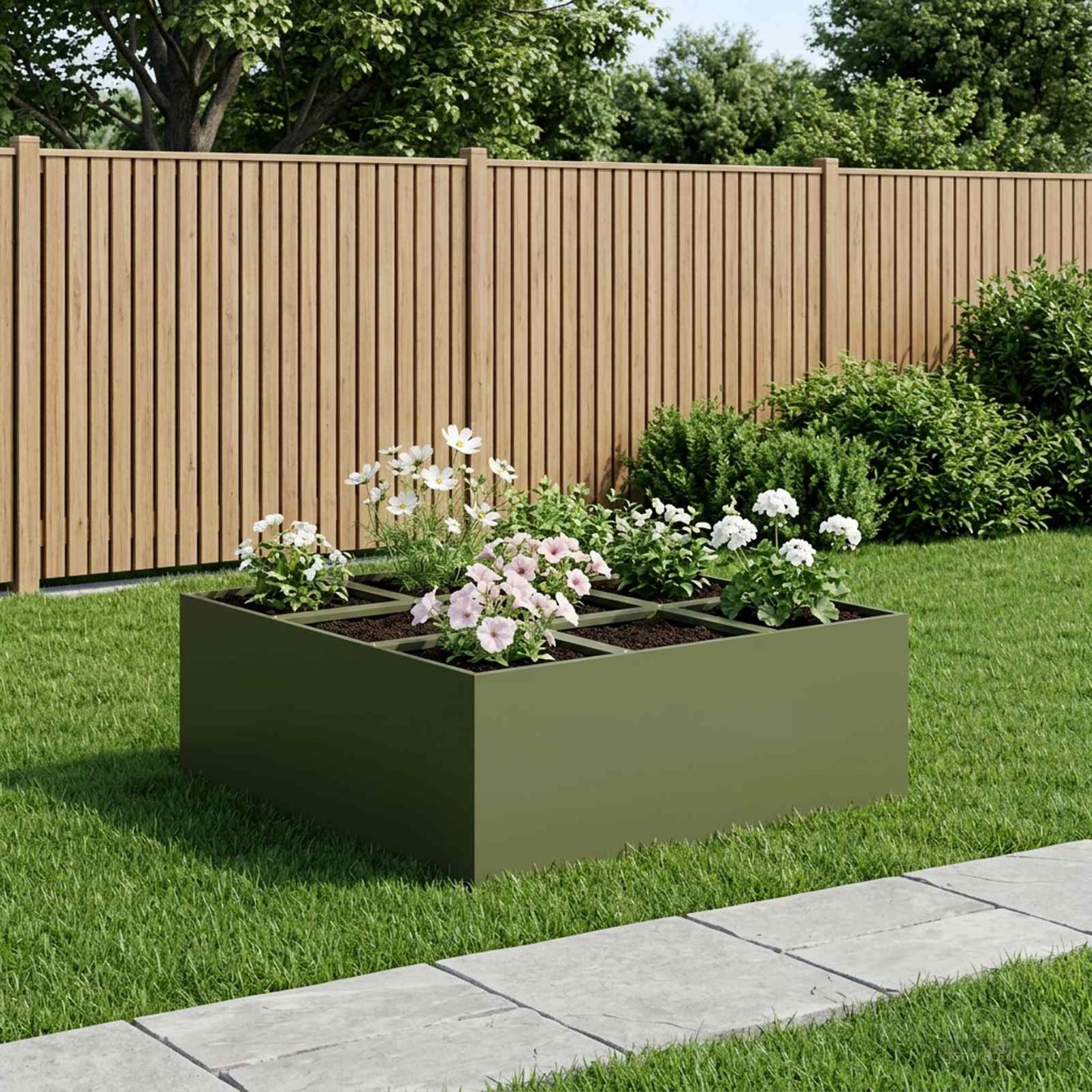 vidaXL Γλάστρα Κήπου Λαδί 100 x 100 x 50 cm Ψυχρής έλασης χάλυβας