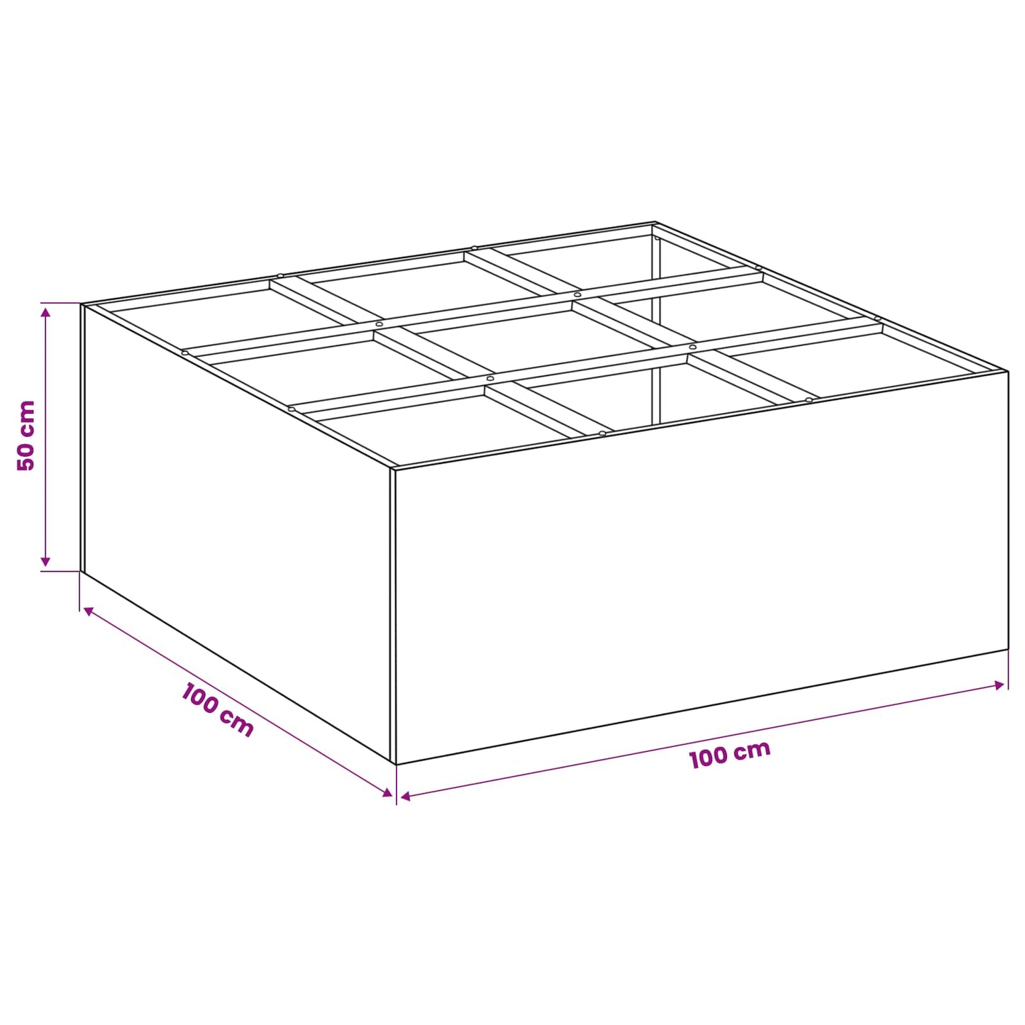 vidaXL Γλάστρα Κήπου Λαδί 100 x 100 x 50 cm Ψυχρής έλασης χάλυβας